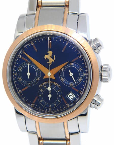 Girard Perregaux Ferrari Chronograph 18k Rose Gold/Steel Blue 38mm Watch BP 8020