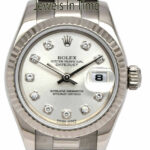 Rolex Datejust 18k White Gold Silver Diamond Dial 26mm President Watch Y 179179