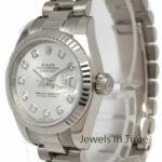 Rolex Datejust 18k White Gold Silver Diamond Dial 26mm President Watch Y 179179