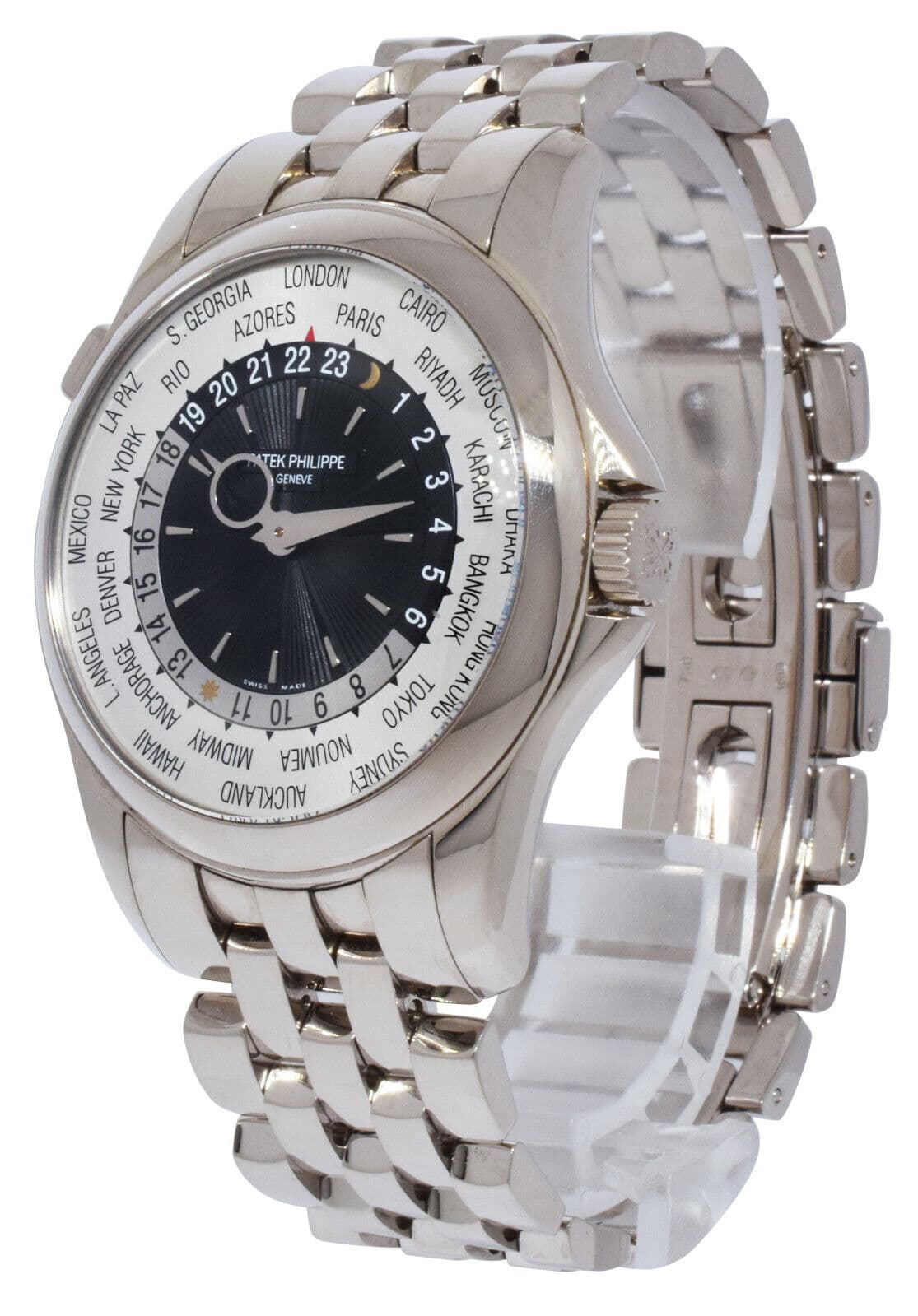 Patek Philippe World Time Complications 18k White Gold Mens Watch BP '14 5130/1G