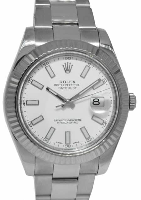Rolex Datejust II Steel /18k Gold Bezel White Dial Mens 41mm Watch 116334