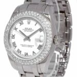 Rolex Datejust Pearlmaster 18k White Gold Diamond Bezel Ladies 34mm Watch 81209