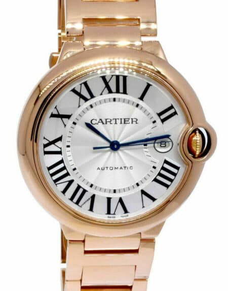 Cartier Ballon Bleu 42mm 18k Rose Gold Mens Auto Watch Box/Papers WGBB0016 2999