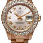 Rolex Datejust President 18k Rose Gold Pink Dial Diamond Bezel 26mm Watch 179175
