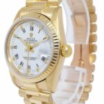 Rolex Datejust President 18k Yellow Gold White Dial Ladies 31mm Watch '84 68278