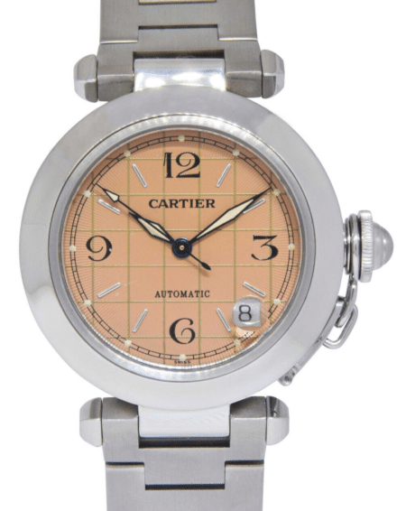 Cartier Pasha C Steel Salmon Grid Dial Ladies 35mm Automatic Watch W31024M7 2324