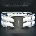 Chanel Ultra Wide 18k White Gold Diamond White Ceramic Ring Size 62 +Box J2645