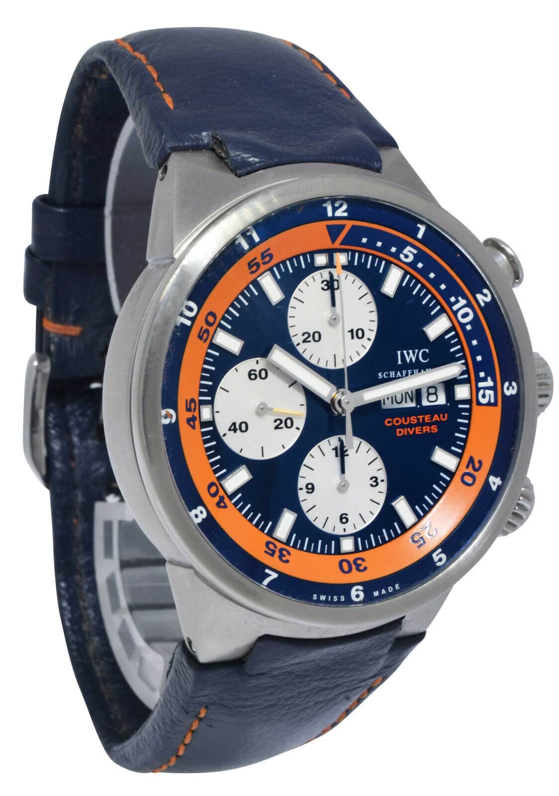 IWC Aquatimer Chronograph Cousteau Divers Steel Blue/Orange 43m Watch IW378101