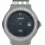 Hublot MDM 18k White Gold & Diamond Bezel Ladies 28mm Quartz Watch 1392.4.054