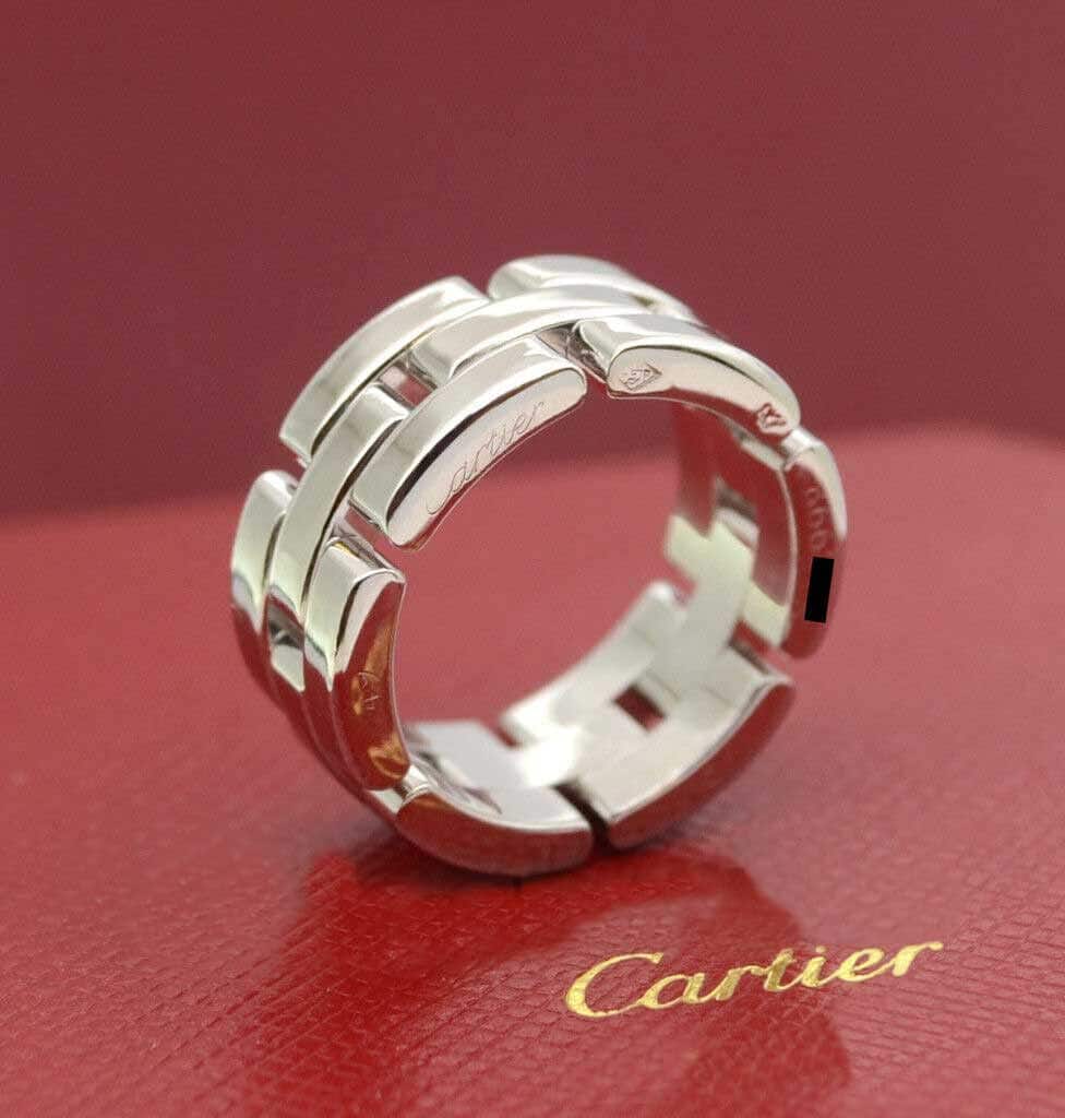 Cartier Panthere 18K White Gold Ladies Ring Size 49 with Box & Certificate