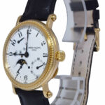 Patek Philippe 5015 Complications 18k YG Mens 35mm White Dial Watch 5015J