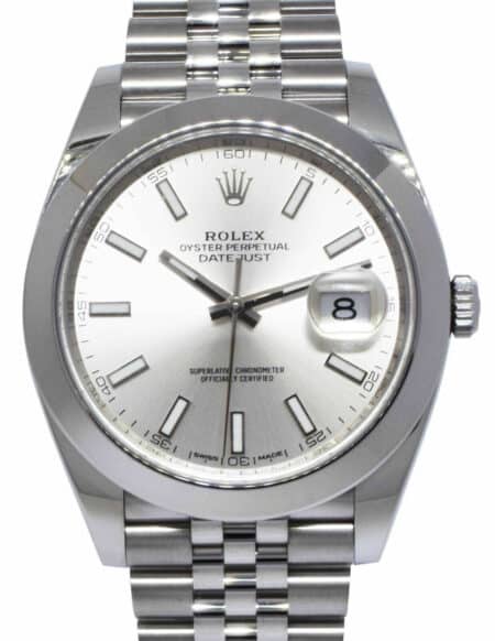 NOS Rolex Datejust 41 Steel Silver Dial Jubilee Bracelet Watch B/P '18 126300