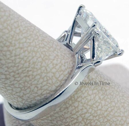 Platinum Ring 5.04 Carat Square  Brilliant Diamond GIA Certificate Size 8