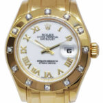 Rolex Datejust Pearlmaster 18k Yellow Gold Diamond Bezel 29mm Watch K 80318