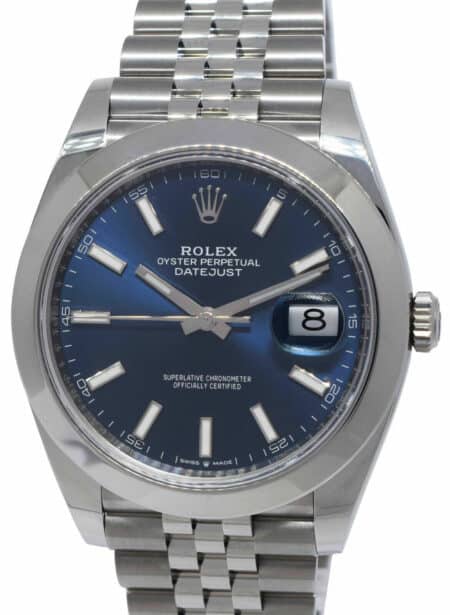 NOS Rolex Datejust 41 Steel Blue Dial Jubilee Bracelet Watch B/P '21 126300