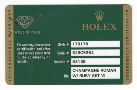 Rolex Datejust President 18k Yellow Gold Ruby VI Ladies 26mm Watch +Card 179178