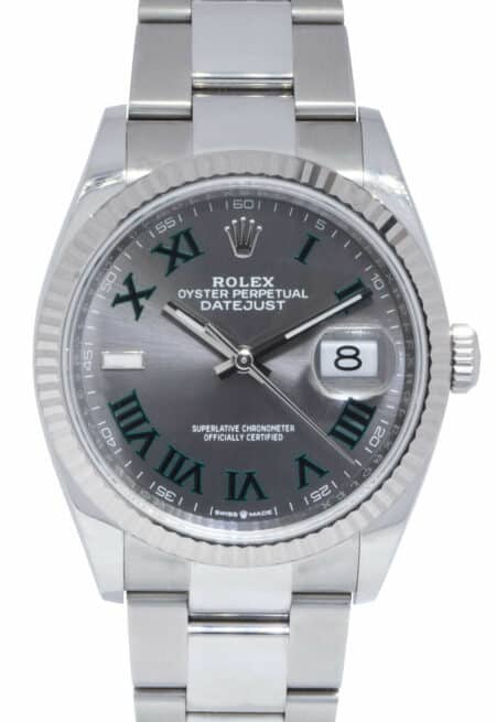 NOS Rolex Datejust 36 Steel & 18k WG Wimbledon Dial Oyster Watch B/P '21 126234