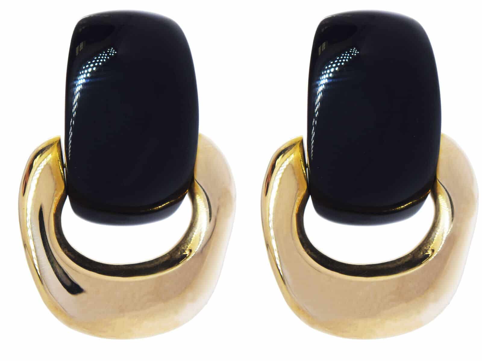 Knocker Earrings 14k Yellow Gold & Onyx