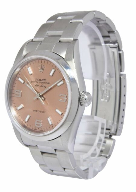 Rolex Air-King Precision Steel Salmon Dial 34mm Automatic Watch + Papers Y 14000