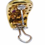 Roberto Coin 18k Yellow Gold & Brown Enamel Earrings Omega Post