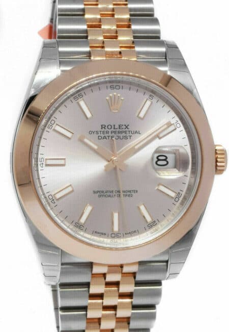 NEW Rolex Datejust 41 18k Rose Gold/Steel Sundust Dial Watch B/P '20 126301