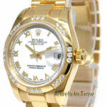 Rolex Datejust President 18k YG White Roman w/Diamonds Ladies 26mm Watch 179368