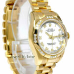 Rolex Datejust President 18k YG White Roman w/Diamonds Ladies 26mm Watch 179368
