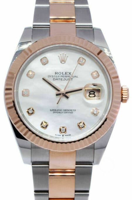 NEW Rolex Datejust  18k Rosegold/ Steel 41 MOP Diamond Dial Watch BP '21 126331