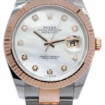 NOS Rolex Datejust  18k Rosegold/ Steel 41 MOP Diamond Dial Watch B/P '21 126331