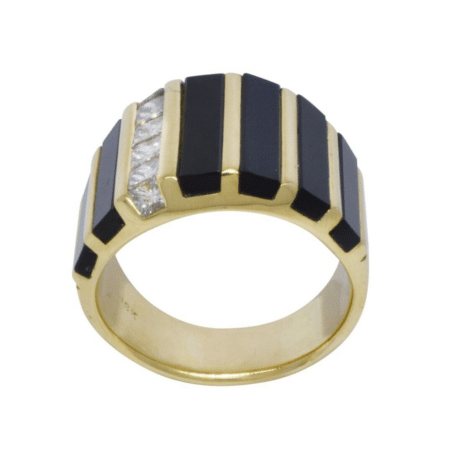 Piaget 18k Yellow Gold Gents Diamond & Onyx Ring Size 12 / 67 EU