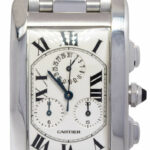 Cartier Tank Americaine Chronograph 18k White Gold Mens Watch W26033L1 2312
