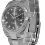 NOS Rolex Datejust 41 Steel /18k WG Rhodium Diamond Dial Watch B/P '21 126334