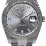 NOS Rolex Datejust 41 Steel /18k WG Rhodium Diamond Dial Watch B/P '21 126334