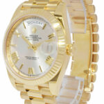 NEW Rolex Day-Date 40 President 18k Yellow Gold Silver Dial Watch B/P '22 228238