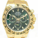 NEW Rolex Daytona Chronograph 18k YG Green Dial Mens Watch B/P '22 116508