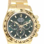 NEW Rolex Daytona Chronograph 18k YG Green Dial Mens Watch B/P '22 116508