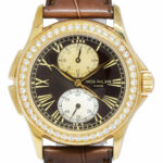 Patek Philippe Travel Time 4934 18K Rose Gold Pearl & Diamonds Watch 4934R