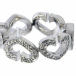 Cartier C Heart 18k White Gold Diamond Eternity Band Ring +Box Size 55 7.25 US