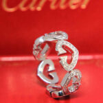 Cartier C Heart 18k White Gold Diamond Eternity Band Ring +Box Size 55 7.25 US