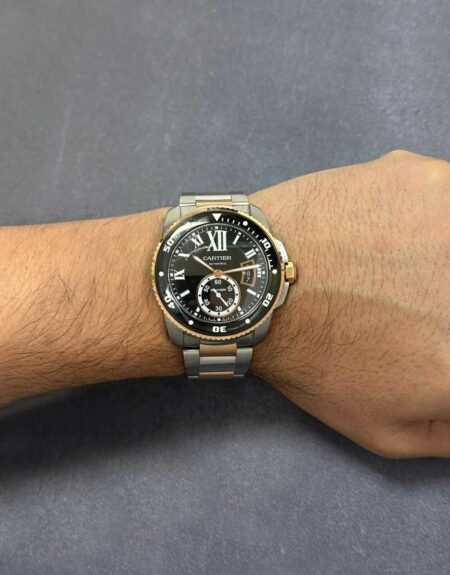 Cartier Calibre Diver 18k Rose Gold/Steel Black 42mm Watch B/P '19 W7100054 3729