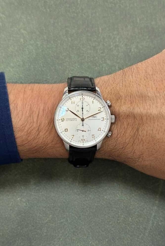 IWC Portuguese Chronograph 3714 Steel Silver Dial 41mm Automatic Watch IW371445