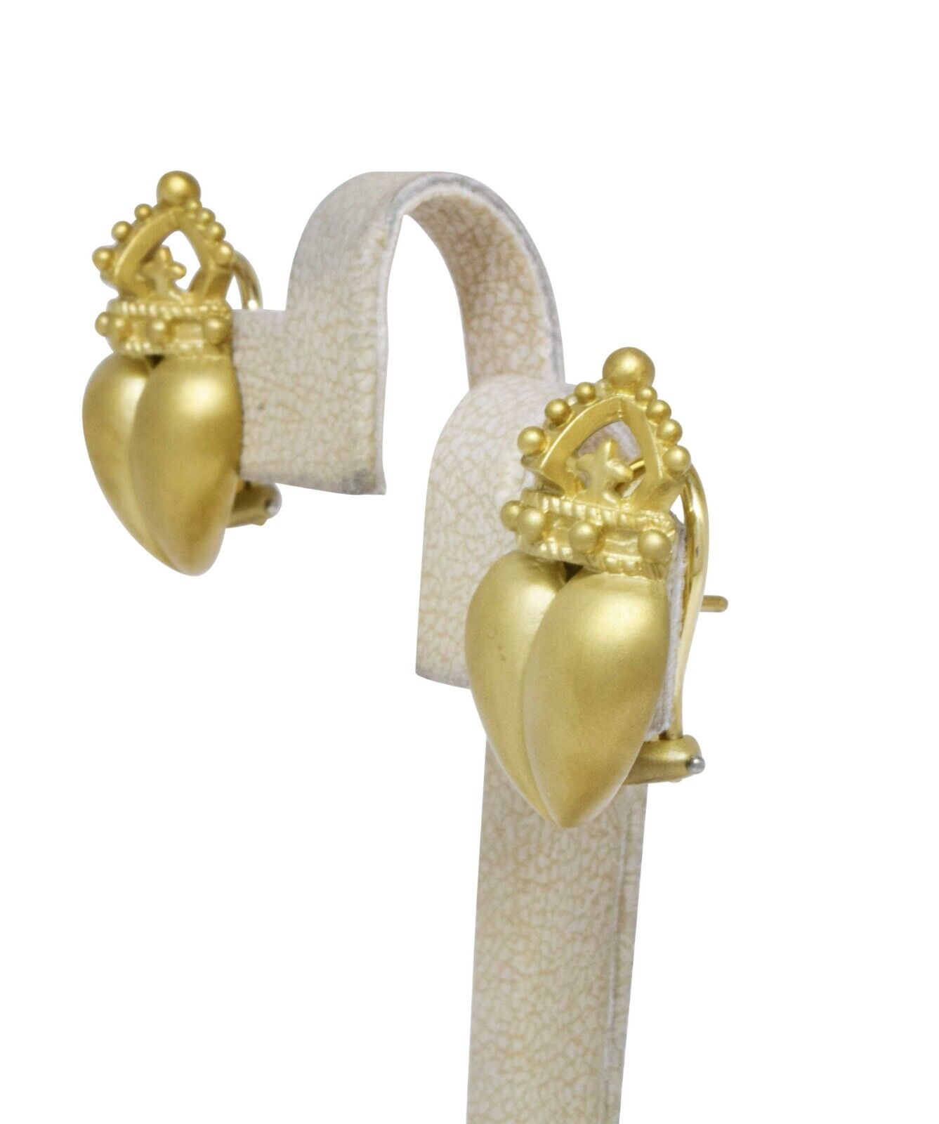 Kieselstein Cord Iconic Heart & Crown 18k Yellow Gold Earrings 1987
