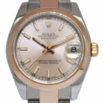 Rolex Datejust 18k Rose Gold/Steel Pink Index Dial Ladies 31mm Watch Z 178241