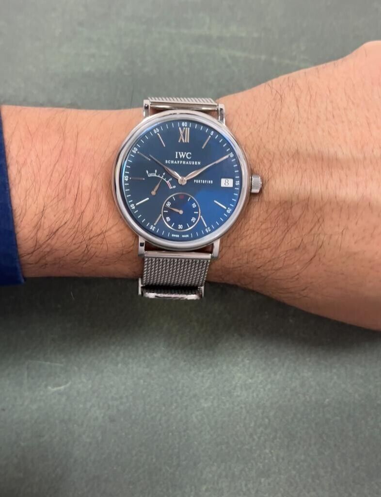 IWC Portofino 5101 Steel Eight Days Blue Dial Mens 45mm Manual Watch IW510116
