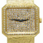 Piaget Rectangle 18k Yellow Gold Diamond Ladies Dress Quartz Watch +Box 8128 A 6