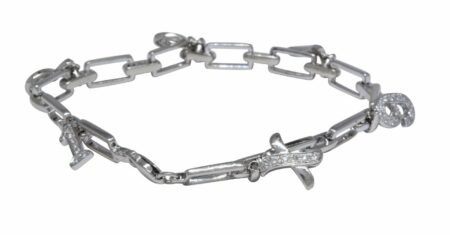 18k White Gold & Diamond Bracelet with Dangling Numbers