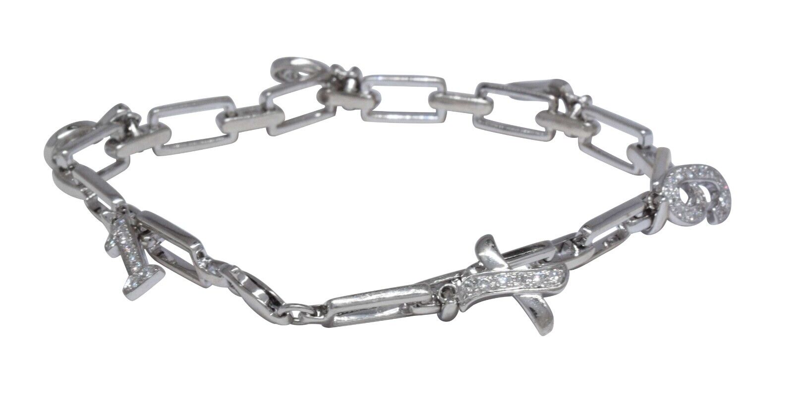18k White Gold & Diamond Bracelet with Dangling Numbers