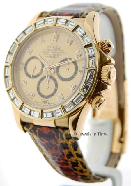 Rolex Daytona 18k Yellow Gold & Diamond Mens Chronograph Watch 16518