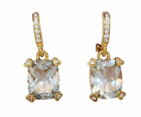 Judith Ripka 18K Diamond & Prasiolite Earrings New