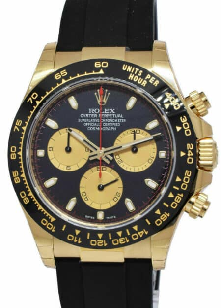 NEW Rolex Daytona 18k Yellow Gold Black Dial Oysterflex Watch '21 B/P 116518